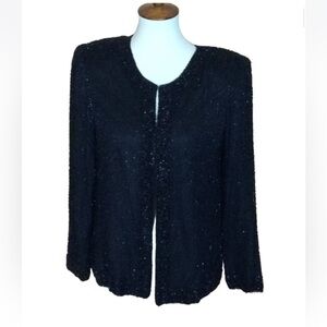 Laurence Kazar black silk beaded jacket